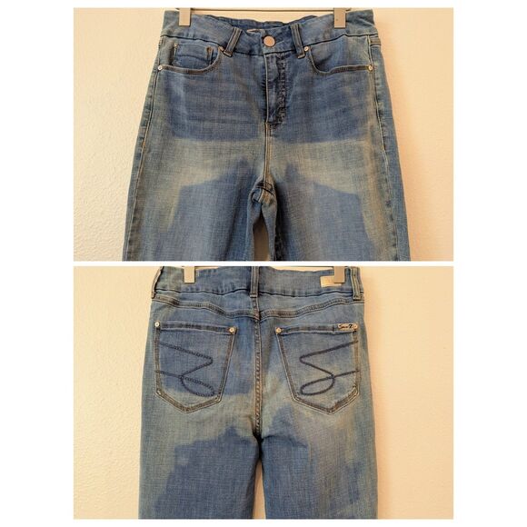 Seven7 Tummyless High Rise Skinny distressed denim jeans  Sz 12 - Picture 2 of 10